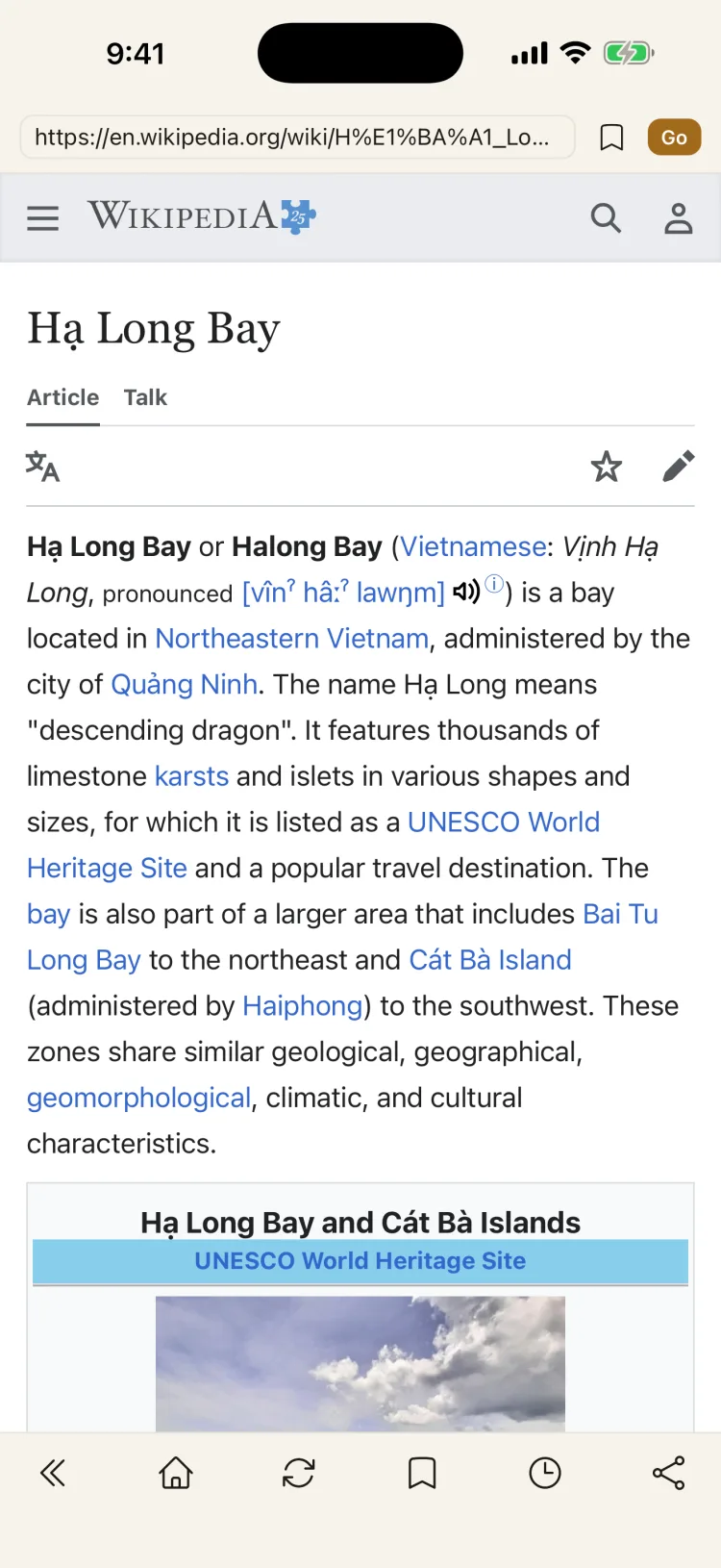 Lockboxy private browser showing a Wikipedia article