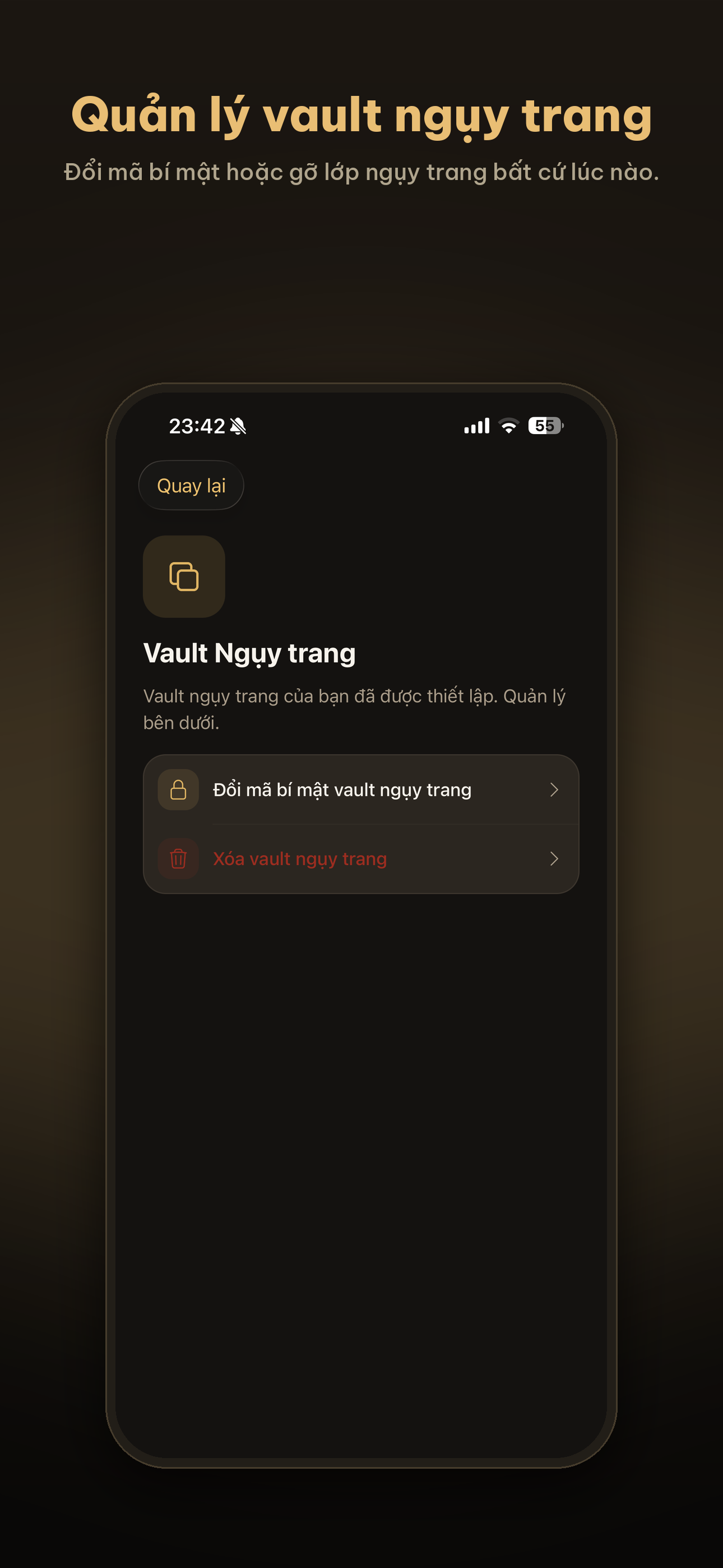 Lockboxy's Decoy Vault management screen
