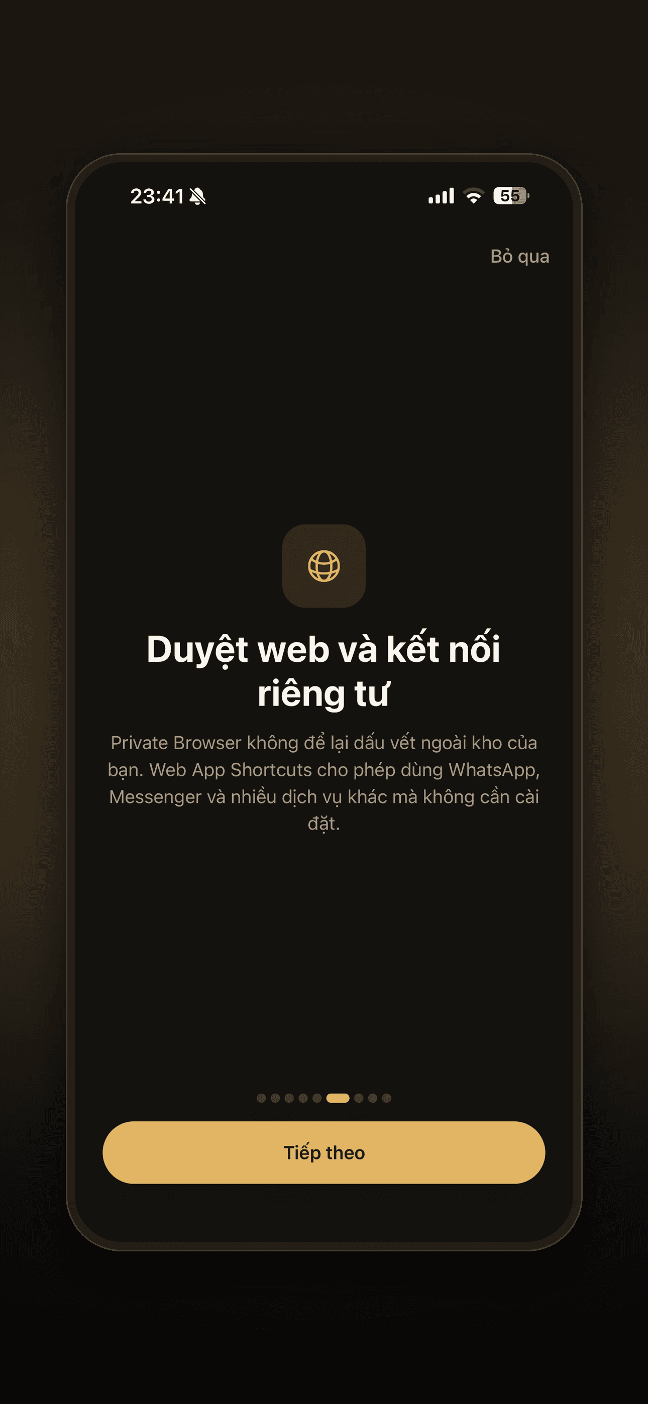Lockboxy's private browser screen