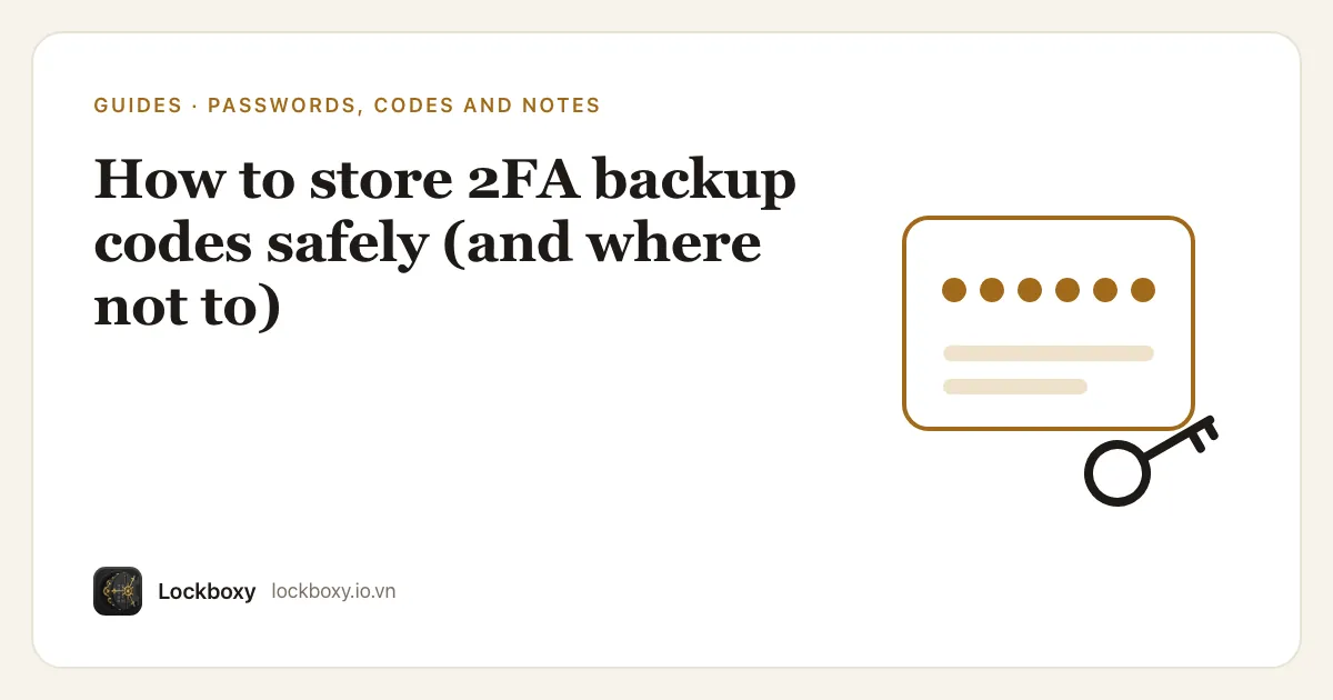 Cover illustration for the guide “How to store 2FA backup codes safely (and where not to)”