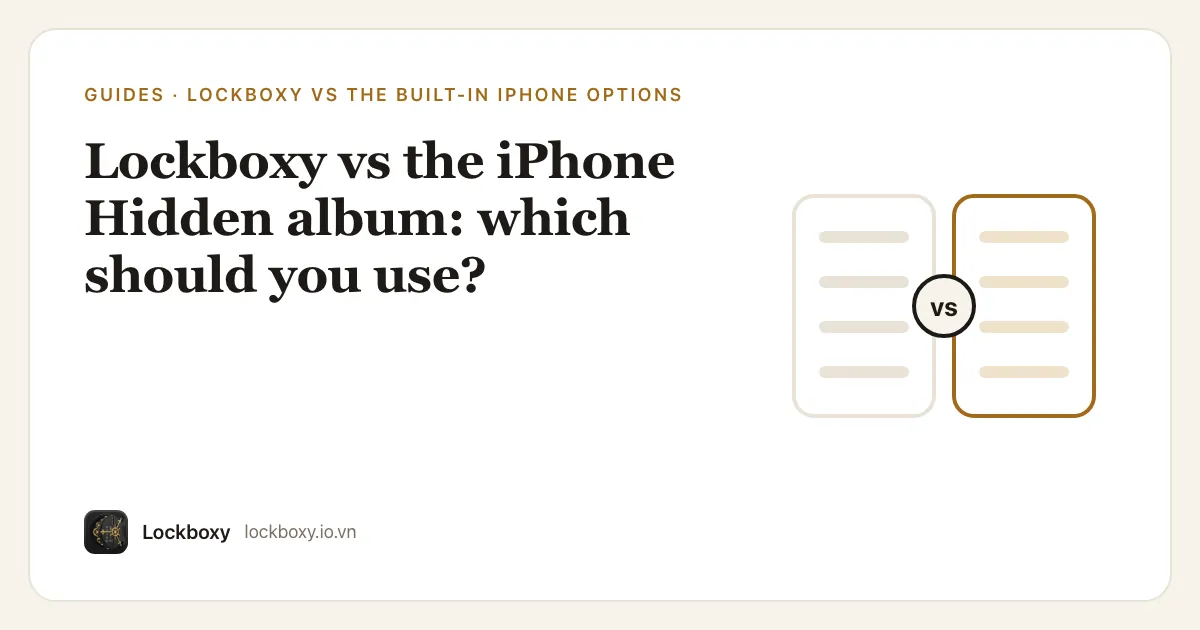 Cover illustration for the guide “Lockboxy vs the iPhone Hidden album: which should you use?”